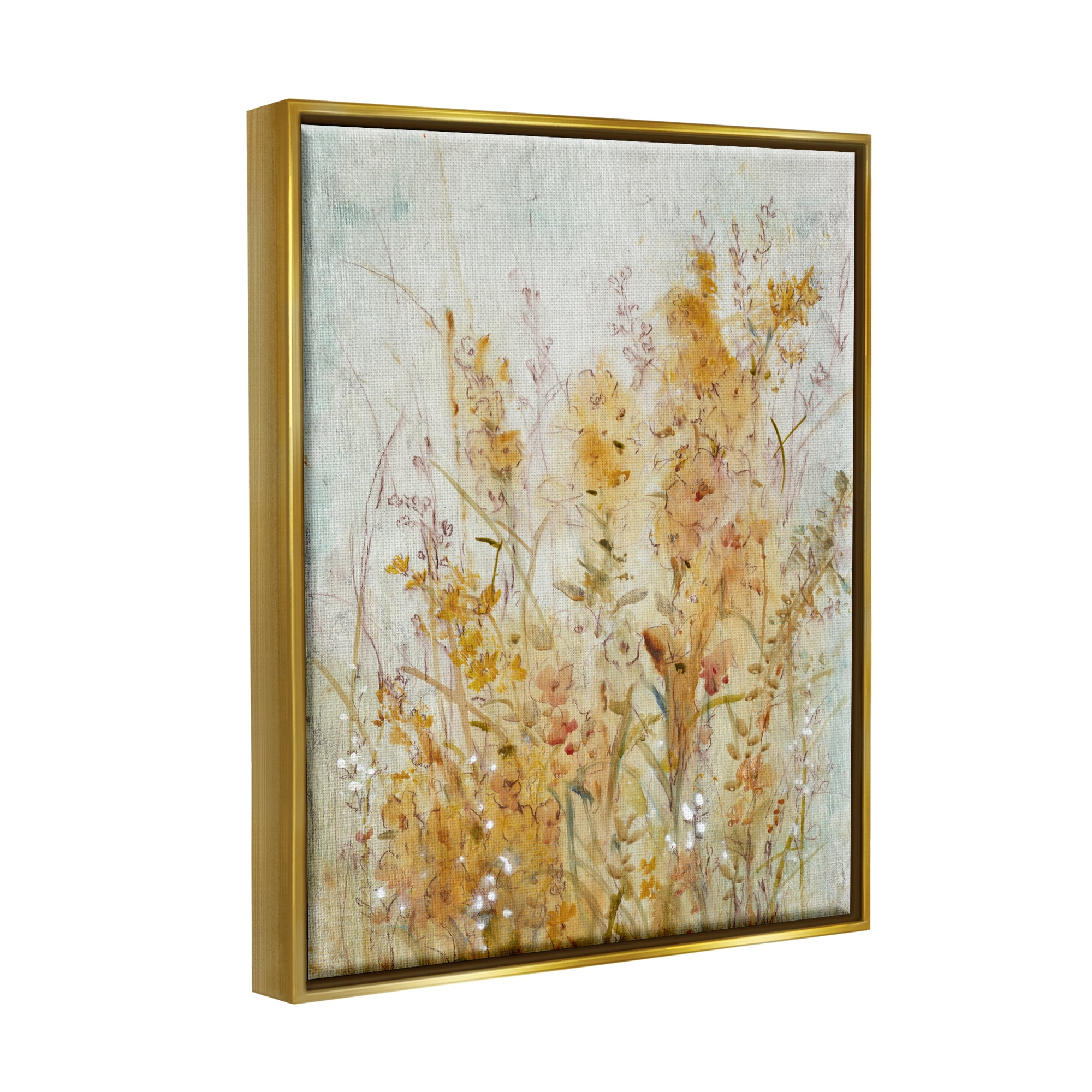 Stupell Industries Botanical Blooms Abstraction Botanical & Floral Painting Gold Floater Framed Art Print Wall Art
