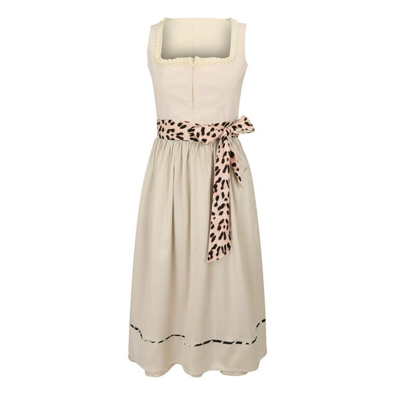 NMMUED 2 PCS German Dirndl Dress for Women Oktoberfest Outfits Women Oktoberfest Costume Midi Dress Festival Dress Traditional Dirndl Halloween Costumes Beige L