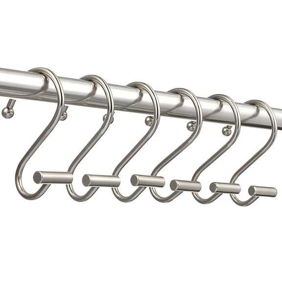 Milisten 12Pcs Metal Shower Curtain Rings Sturdy S Hooks for Bathroom Curtains