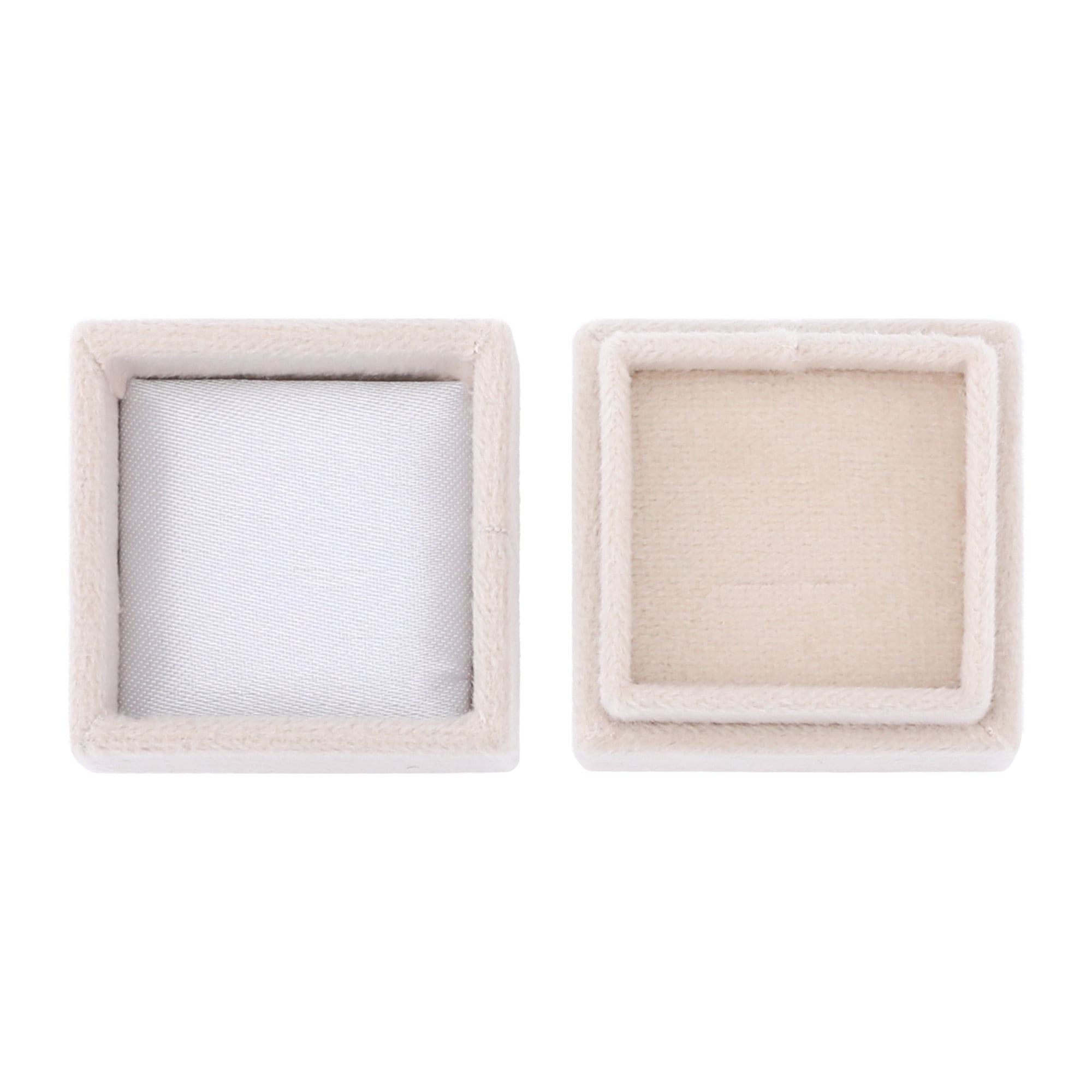 Unique Bargains Velvet Square Ring Box Jewelry Storage for Proposal Beige