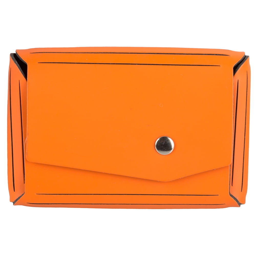 JAM Paper Italian Leather Snap Business Card Case With Angular Flap 2 1 2 X 4 X 3 4 Orange