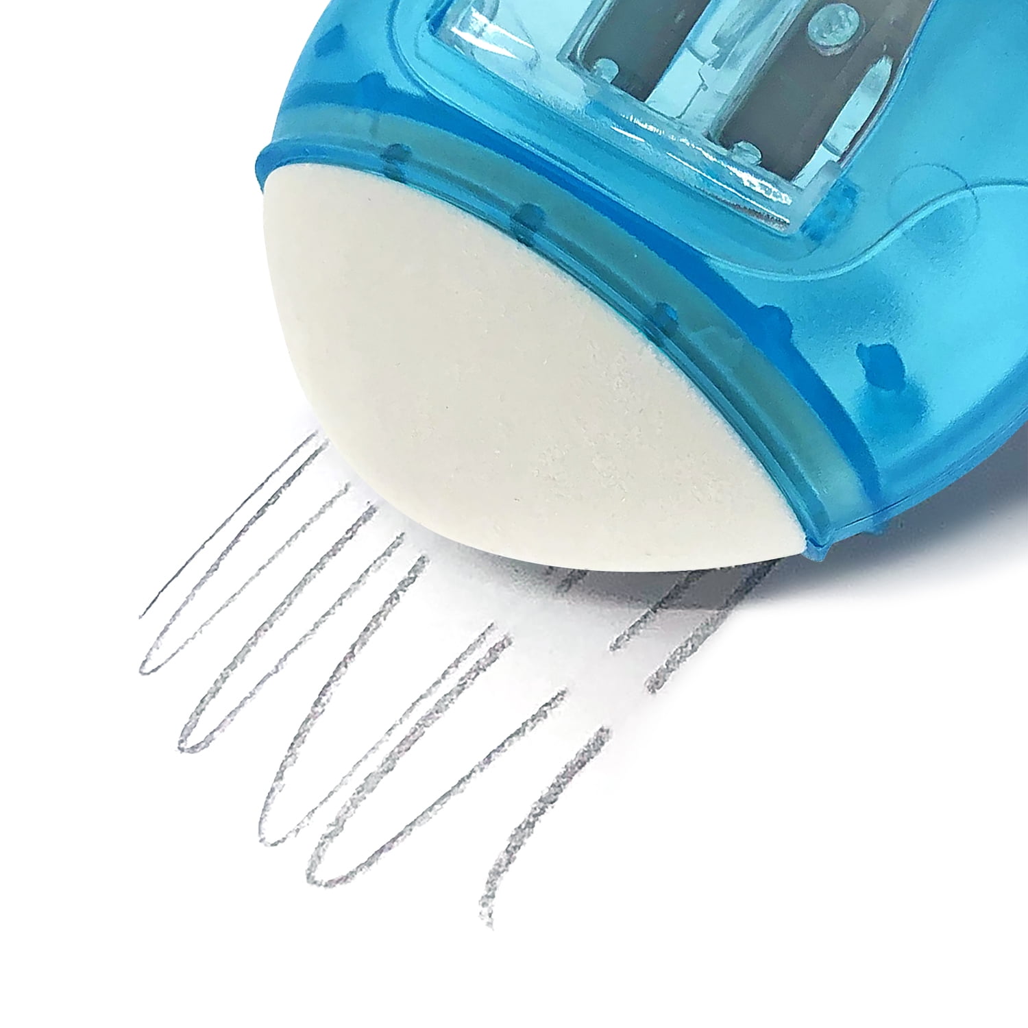 Scribble Stuff 2-Hole Manual Pencil Sharpener with Built-In Eraser  Handheld, Blue