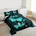 thumbnail image 4 of Manfei Dreamy Green Butterfly Queen Comforter Set, Couple Romantic Anniversary Bedding Sets, Tribal Paisley Reversible Bedding Comforter Set, Microfiber Bedroom Decor, 3-Piece, 4 of 9