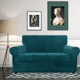 thumbnail image 2 of Housse de Canapé en Velours Peluche (Causeuse, Vert Noirâtre), 2 of 7