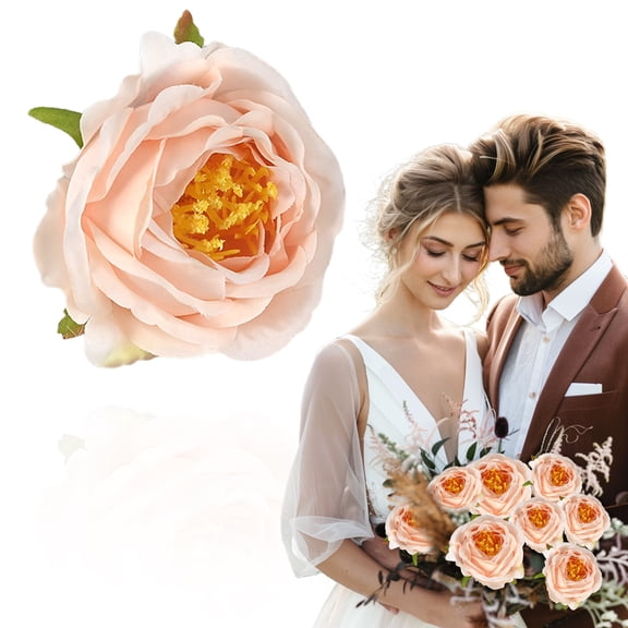 1 Pack 3'' Champagne Silk Peony Flower Heads Peonies Artificial Flowers for Floral Arrangement DIY Craft Bridal Bouquets Wreath Garland, Fake Peonies Flower Heads for Wedding Decorations Home Decor