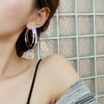 thumbnail image 2 of SZDUDU Fashion Earrings for Women, Rose Gold Statement Rhinestone Crystal Jewelry Punk Rock Large Needle Hoop Earrings for Women, 2 of 7