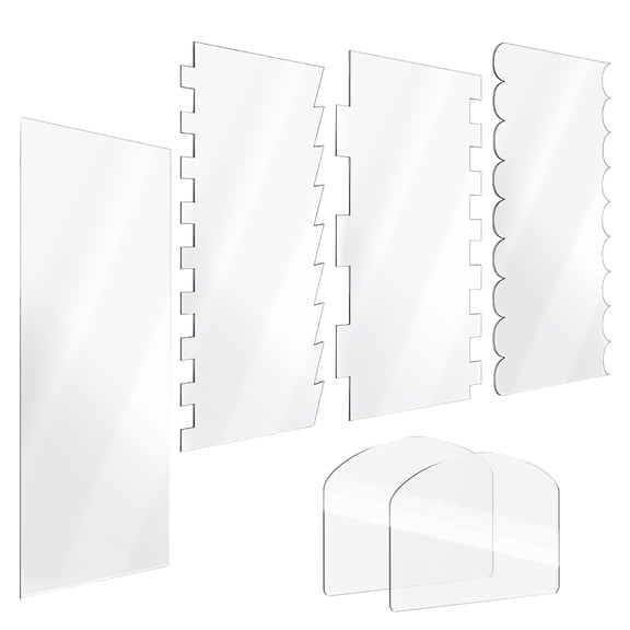6 Pieces Clear Acrylic Cake Smoother Scraper Large Cake Comb for Icing Frosting Buttercream and Soft Plastic Cake Smoother Scraper