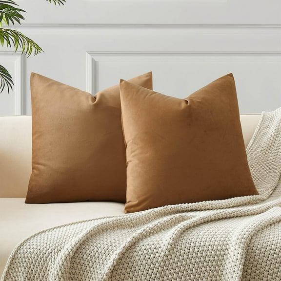 Light Brown Throw Pillow Covers Set of 2 for Living Room Couch Sofa Bedroom Decorative Cushion Cases with Zipper