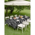 thumbnail image 4 of Outdoor Tablecloth with Umbrella Hole for Patio/Picnic/Party/Camping, Black Striped Waterproof Table Cloth Rectangle Table Cover Washable, Retro Wave Lines Texture Simple (60"x 102"), 4 of 8