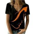 thumbnail image 2 of Pompotops Mode T-shirt Décontracté à Manches Courtes Col en V pour Femmes Été, 2 of 4