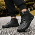thumbnail image 2 of Mens Black Waterproof Hiking Boots Lace Up Ankle Snow Booties Winter Warm Casual Non Slip Outdoor Work Shoes, 2 of 9