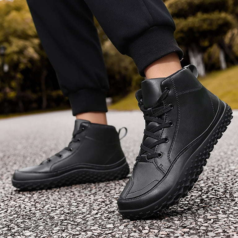 Mens Black Waterproof Hiking Boots Lace Up Ankle Snow 