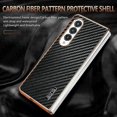 thumbnail image 3 of AZNS For Samsung Galaxy Z Fold4 5G Case Electroplating Carbon Fiber Texture PU TPU Phone Cover - Bla, 3 of 5