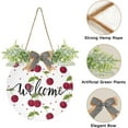 thumbnail image 2 of Welcome Sign with Wreath for Front Door, Rustic Round Hanging Welcome Sign, Wall Housewarming Gift for Home 11.8in, Cute Cherry Fruit Home Decor, 2 of 7