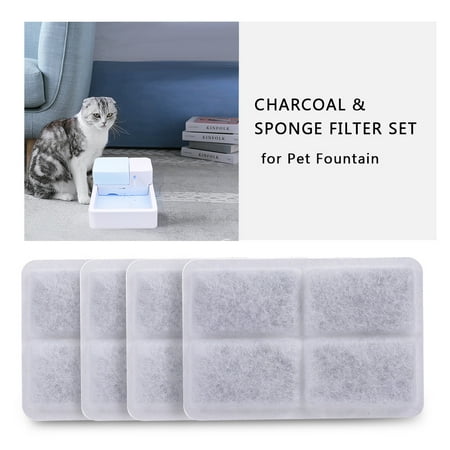 Tomshoo 4PCS Charcoal Water Filter and Sponge Filter set for Pet Fountain Dogs Cats Water Dispenser