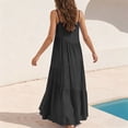 thumbnail image 5 of Flowy Tiered Beach Dress Women's Spaghetti Strap Ruffled Asymmetrical Hem Maxi Dress, Versatile and Comfortable for Spring and Summer, 5 of 8
