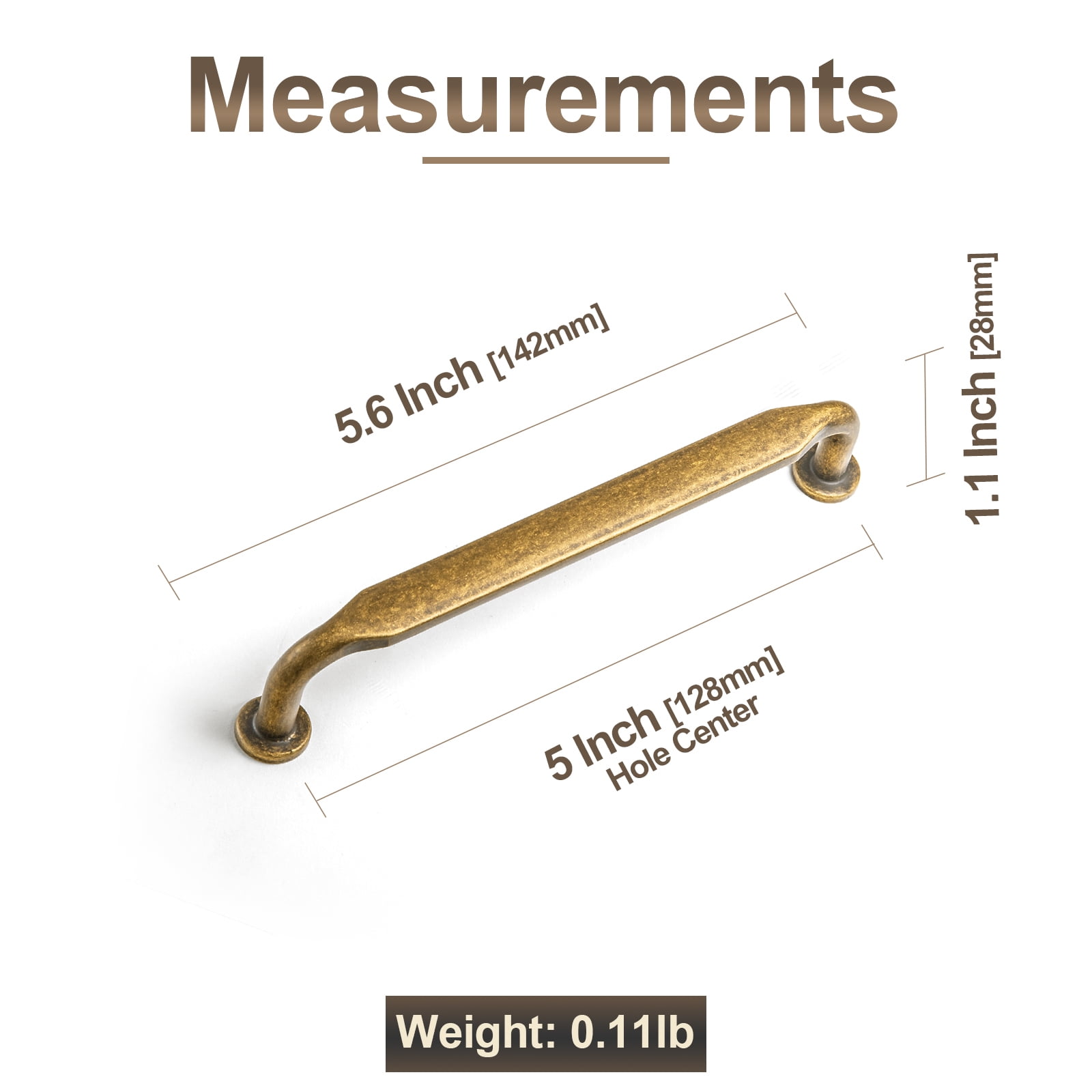 Goo-Ki 12 Pack 5''Hole Centers Antique Brass Cabinet Pulls, Closet Classic Zinc Alloy Cabinet Handles for Dresser,Drawer,and Cupboard