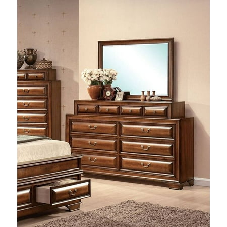 Konane Brown Cherry 10 Drawer Dresser And Mirror Walmart Com