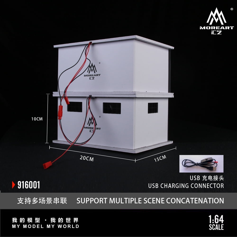 1:64 Scale Diorama Car Garage Model, LED Lighting Shown Scene Display Model, Diecast Car Model Display Case, Parking Lot Showcase, Showroom Scene Building Model Toy Gifts