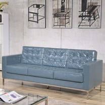 Flash Furniture HERCULES Lacey Series Contemporary Gray LeatherSoft Sofa with Stainless Steel Frame