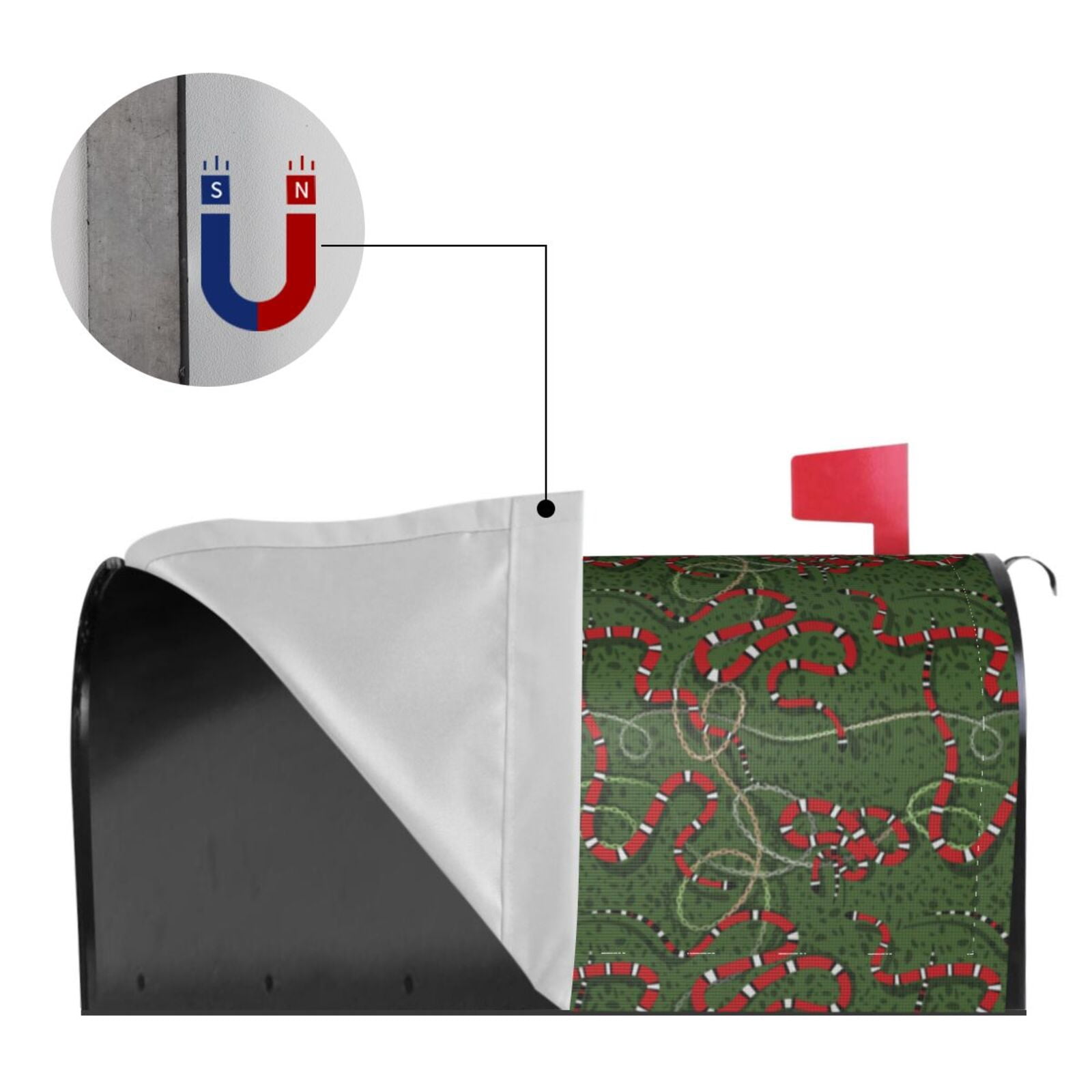 Xecao Red Snake for Mailbox Cover with Magnetic Strips, Waterproof and Sunscreen, Adds a Decorative Touch to Your Garden Yard.