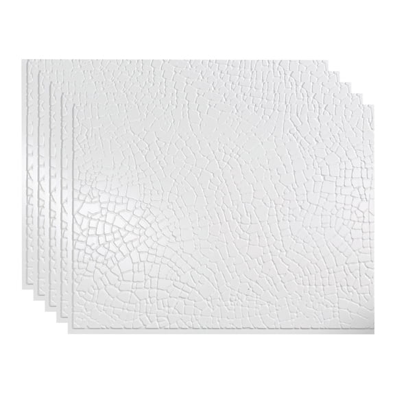 FASÄDE Safari Decorative Vinyl 18in x 24in Backsplash Panel in Gloss White (5 Pack)