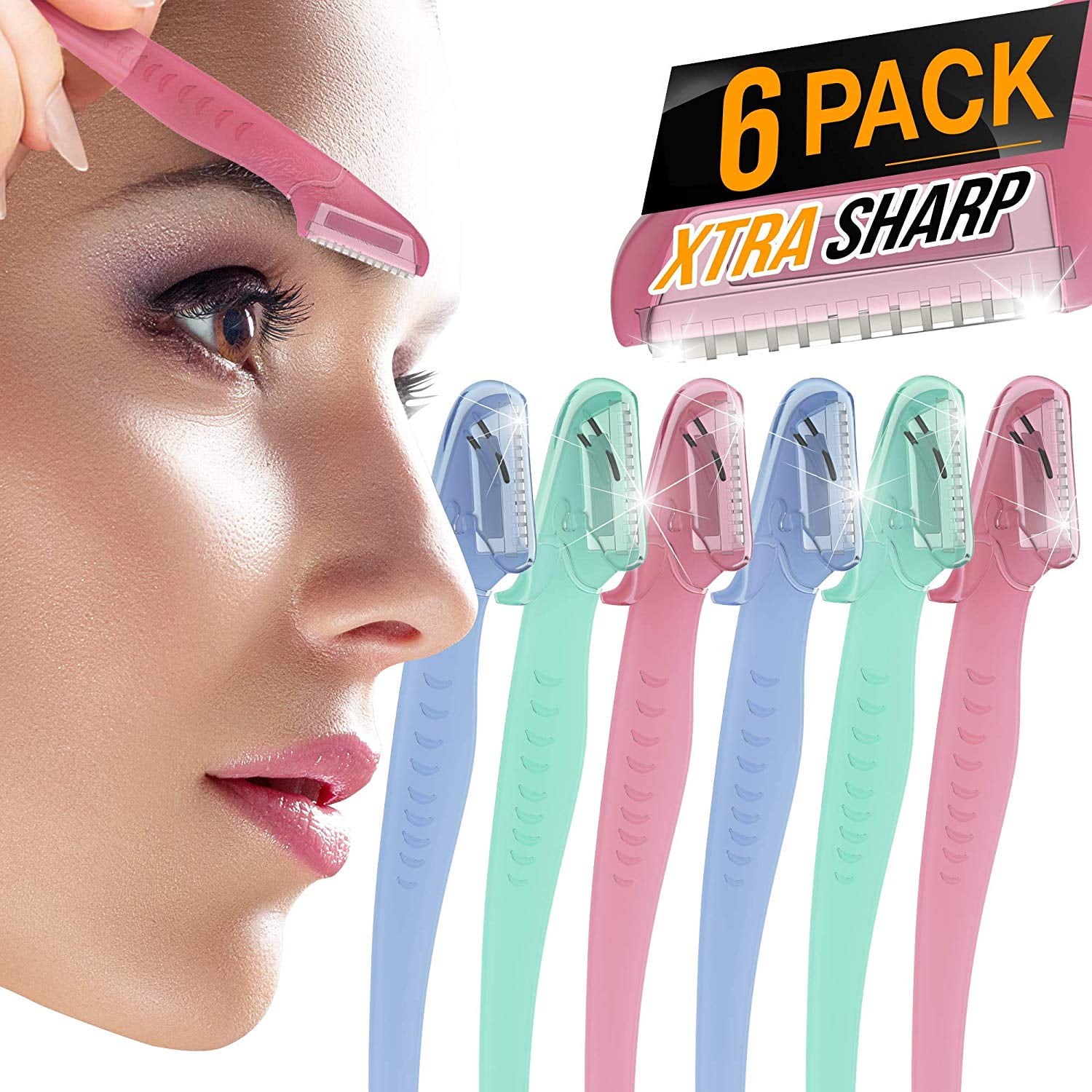 Nylea Eyebrow Razor Trimmer Facial Hair Remover Precision Cover Facial Shave - 6 Pack