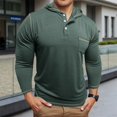thumbnail image 1 of KHONTS Men's Henley Hooded Shirts Long Sleeve Casual Button up T Shirt Lightweight Pullover Shirt with Pocket Green M, 1 of 6