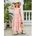 thumbnail image 5 of Arshiner Girls Maxi Summer Short Flutter Sleeve Casual Dress with Pockets, 5 of 6