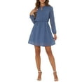 thumbnail image 1 of INSPIRE CHIC Vestido de Mujer Gilding Star Cuello en V de Manga Larga Fiesta Corte A en XL Gris Azul-Estrellas, 1 of 6