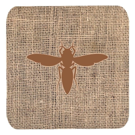 Yellow Jacket Burlap and Brown Foam Coasters, Set - 4