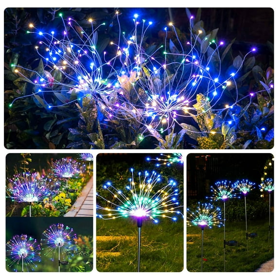 Solar Powered Starburst Stake Fairy Lights, 240 LED Solar Powered Firework Lamp for Lawn Garden Outdoor Wedding Decor, 2/4pack