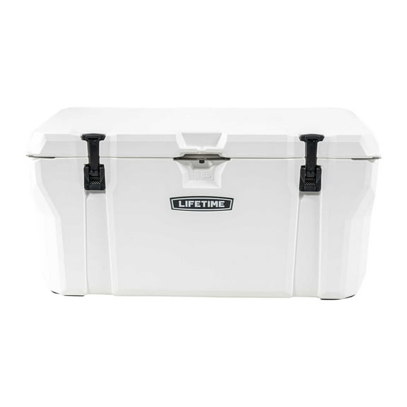 Lifetime 115 qt Bear-Resistant Camping Cooler, Premium High Performance, Ice Retention, Hard Cooler, 150 Can Capacity, Arctic White (91108)