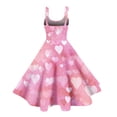 thumbnail image 4 of Spring Valentines Dress for Women Elegant Off Shoulder Sleeveless Dresses Love Heart Print Light pink XL, 4 of 5