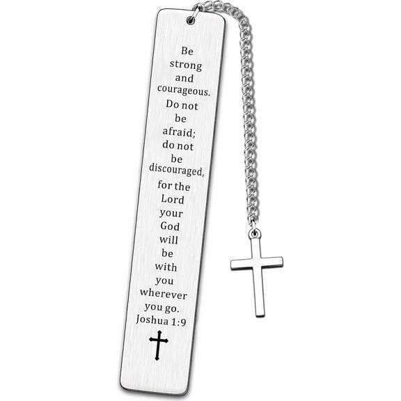Bookmark Christian Gifts Inspirational Bible Verse Be Strong and Courageous Cross Charm Women Men Religious Present for Birthday Graduation Communion Christmas Thanksgiving Valentine's Day