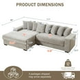thumbnail image 2 of 111" Oversized Two-Piece Corduroy Couch Sectional, Large L-Shaped Cloud Couches for Living Room, Memory Foam Sofa with Chaise Daybed & 8 Pillows (Corduroy Grey, 111" W Left Facing Chaise), 2 of 7