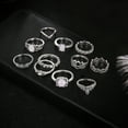 thumbnail image 5 of Opolski 11Pcs Women Jewelry Set Faux Opal Rhinestone Knuckle Stacking Joint Rings Band, 5 of 7