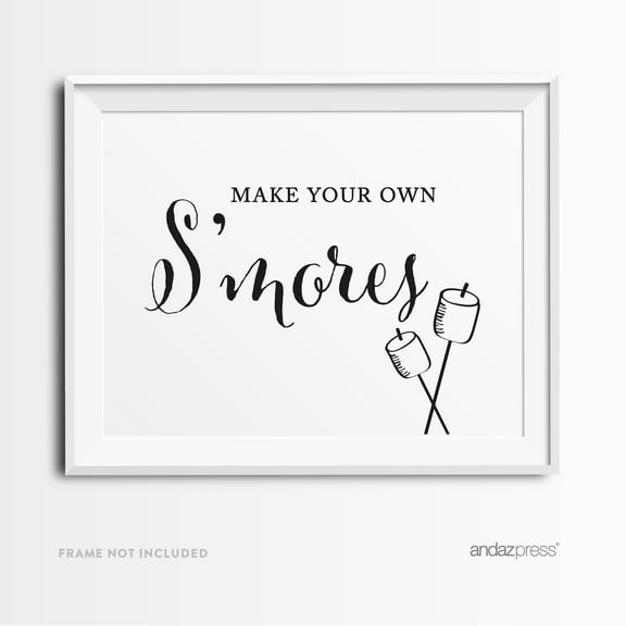 Build Your Own S'mores Formal Black & White Wedding Party Signs