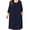 B1-Navy Blue, variant on Women's Plus Size Nightgown with Pockets Soft 3/4 Sleeve Pleated Crew Neck Sleep Dress Loose Lounge Sleepwear
