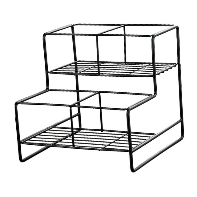 Elodie Support pour Sirops de Café Accessoires de Bar à Café Facile à Installer Porte-Bouteille Double Niveau 4 Compartiments