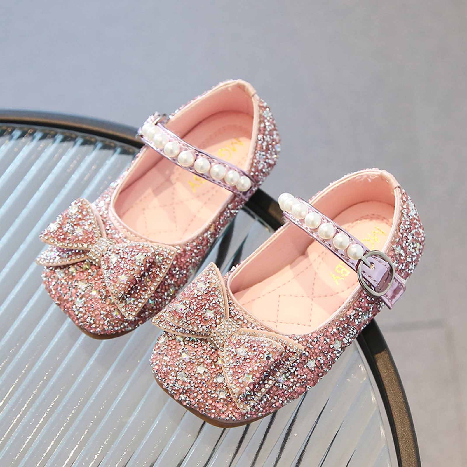 jovati Size 3 Baby Shoes Summer Baby Girls New Fashion Dance Shoes with Diamond Bow Knots Princess Shoes Mid Little Childrens Single Shoes Girls Shoes