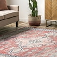 thumbnail image 5 of nuLOOM Juliette Vintage Diamond Medallion Area Rug, 2' 8" x 8', Rust, 5 of 9