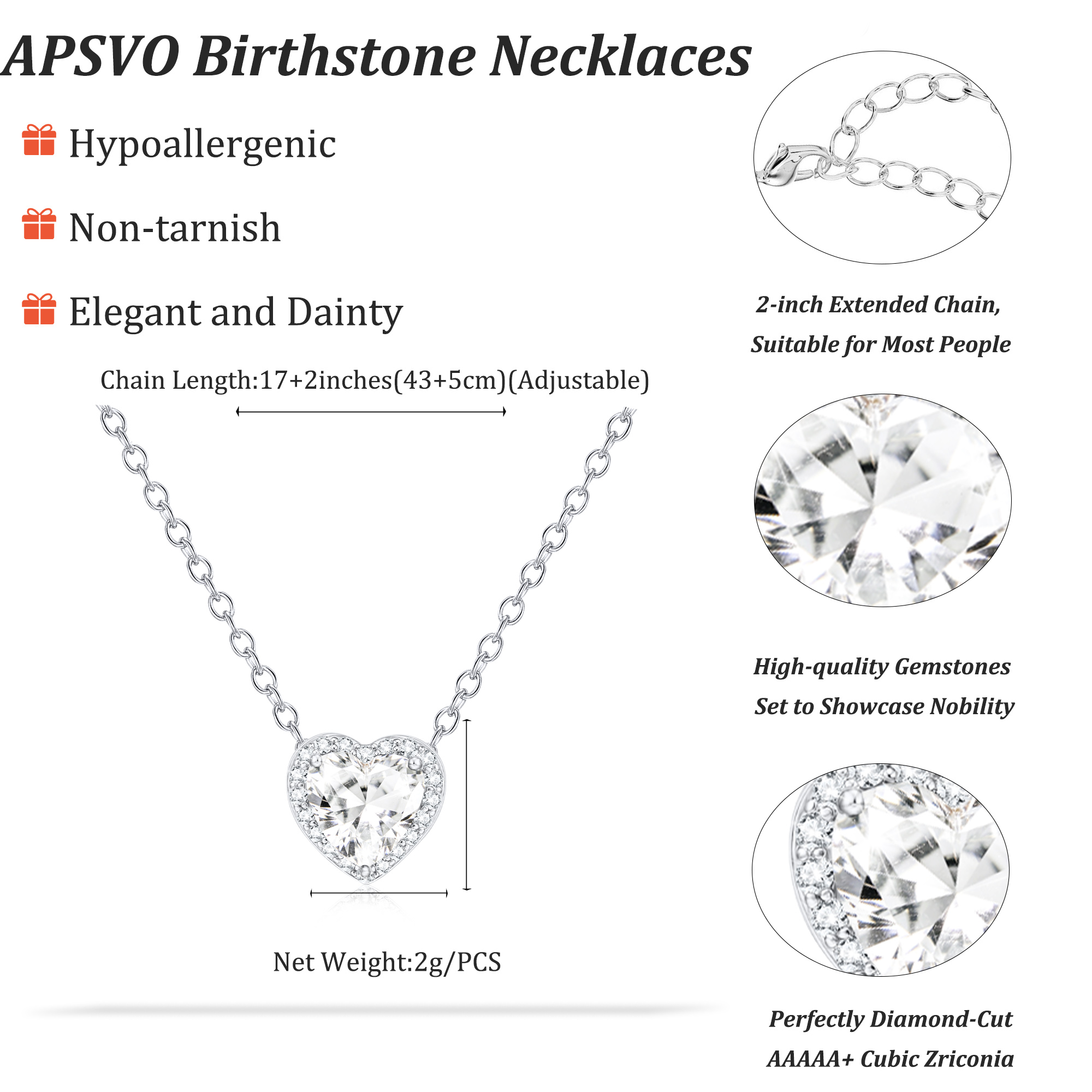 APSVO 925 Silver Plated Heart Birthstone Necklace photo 6