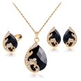 thumbnail image 1 of ATTOE ATTOE European and American hot Necklaces Jewelry Jewelry Set Creative New Multi-Color Peacock Necklace Ear Ring Ring Set (Color : Green), 1 of 2