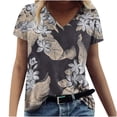 thumbnail image 1 of Camiseta informal para mujer con estampado floral y cuello en V, manga corta, jersey, blusa, tops Fridja  zx4029, 1 of 5