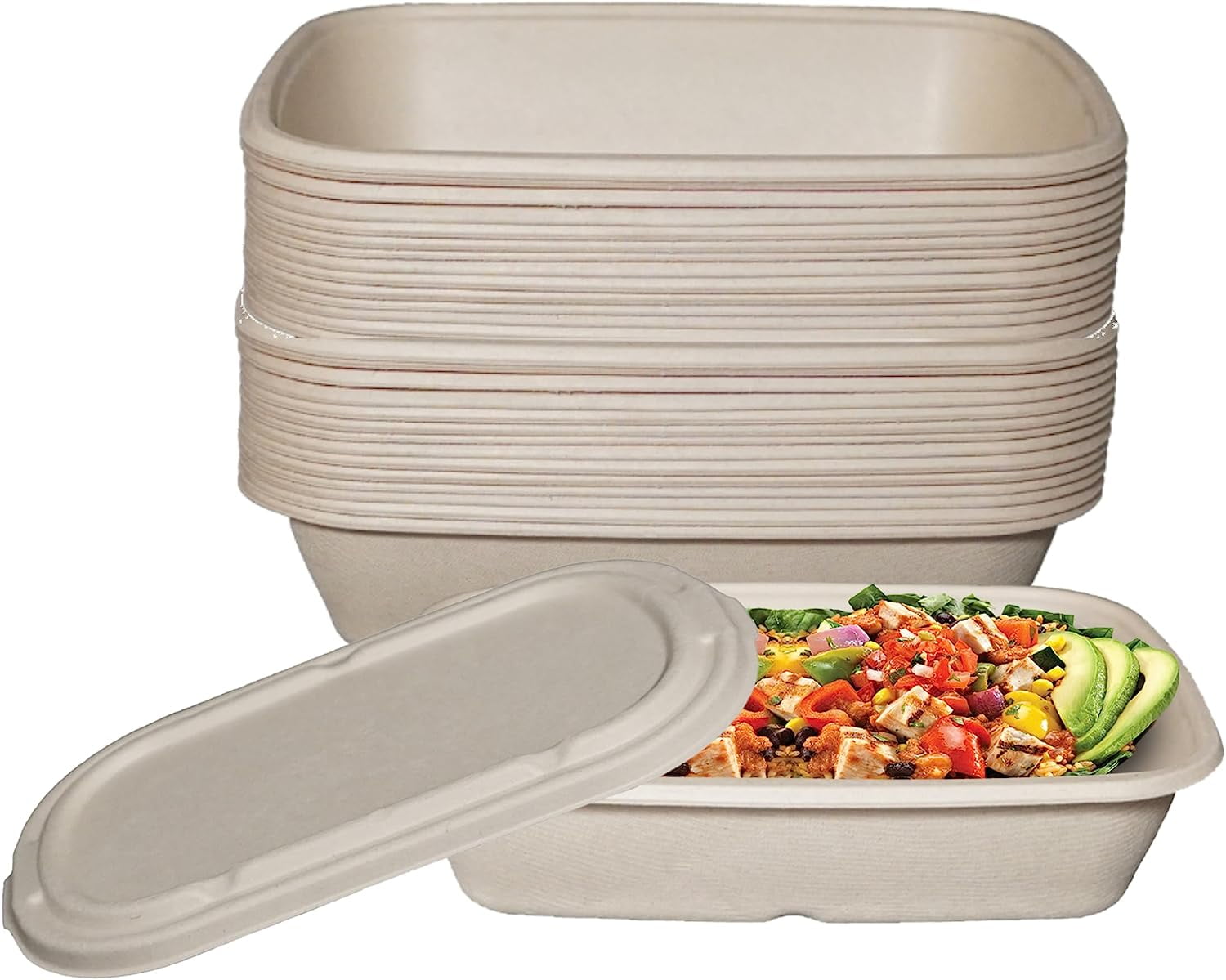 (25 Pack) EcoQuality 29oz Disposable Bowls with Fiber Lids