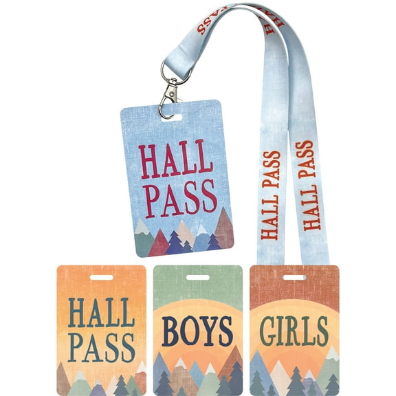 Teacher Created Resources Moving Mountains Hall Pass with Lanyard, Set of 4