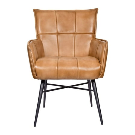 Gabriel Genuine Leather Arm Chair in Mid-Century Caramel Tan Finish