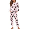 thumbnail image 4 of DISNIMO Womens Pajama Sets Dachshund Paw Flower Printed 2 Piece Pullover Top Wide Leg Pants Lounge Set Long Sleeve Sleepwear Casual Loose Loungewear, M, 4 of 7