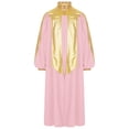 thumbnail image 3 of iiniim  Kids Girls Graduation Gown Color Block Stand Collar Long Sleeve Zipper Robe Dress Pink 10, 3 of 7